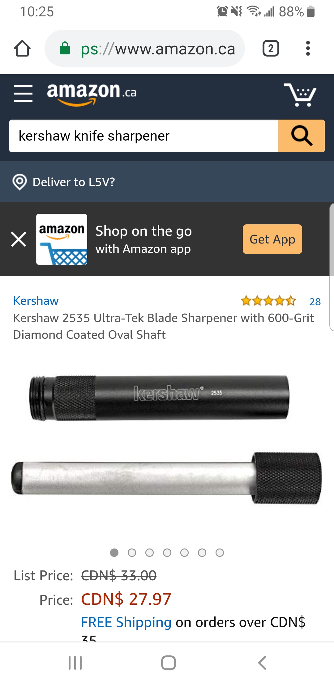 Kershaw Ultra-Tek Blade Diamond Sharpener (600 grit) 2535