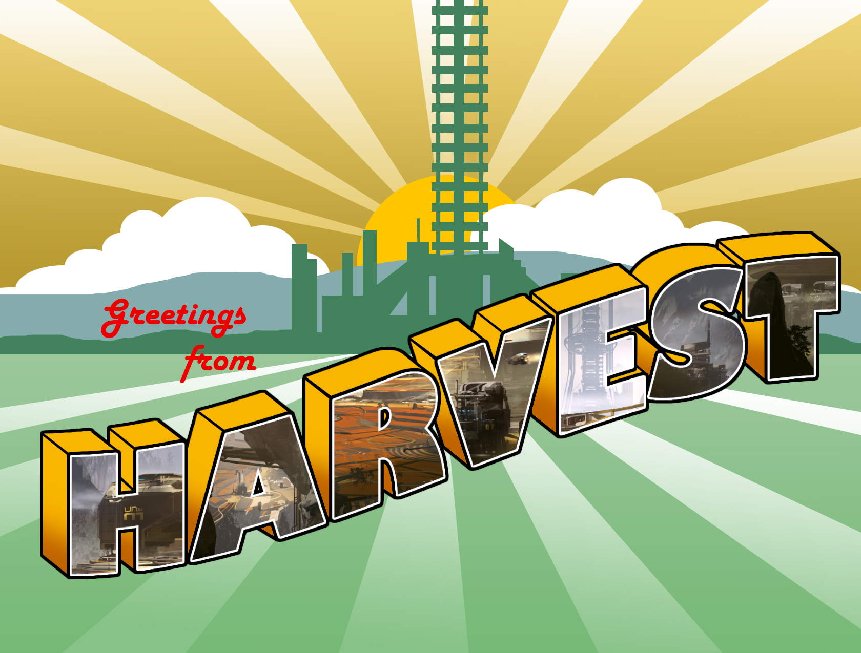 Harvest Postcard Design - Original design for a postcard from the Human colony of Harvest (Pre-Glassing)