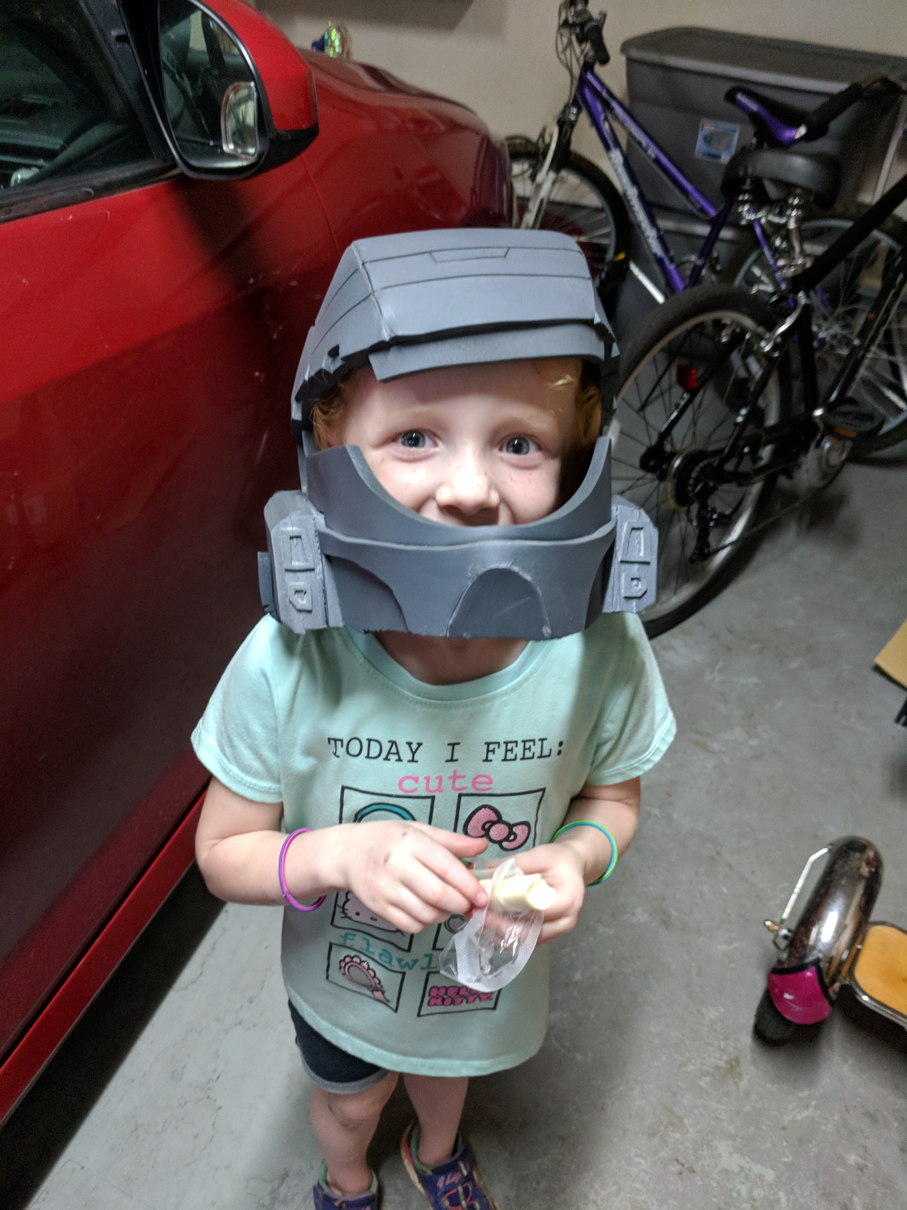 Kid in first helmet